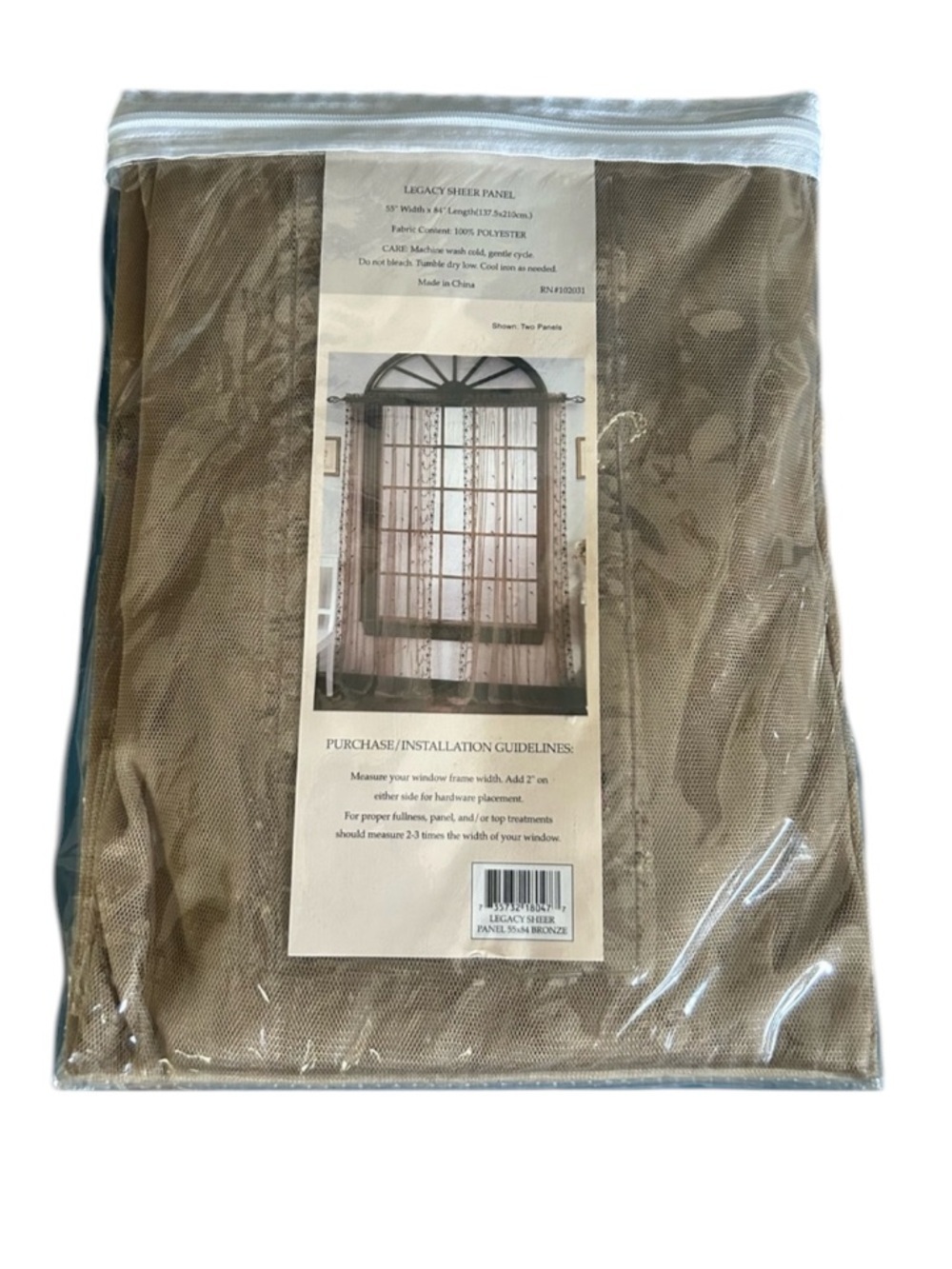 Sheer Taupe Panel with Scattered Rosebuds